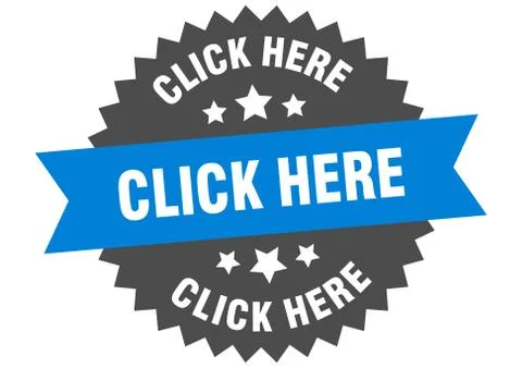 Click here sign. click here blue-black circular band label Stock Illustration