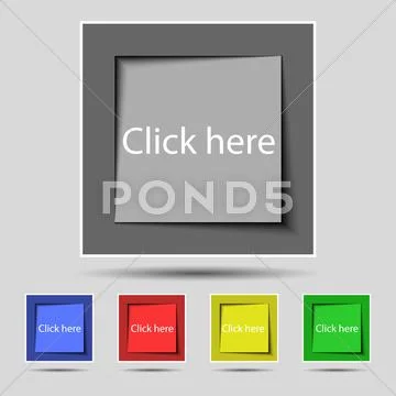 Click here sign icon. Press button. Set of colored buttons. Vector: Royalty  Free #48590674