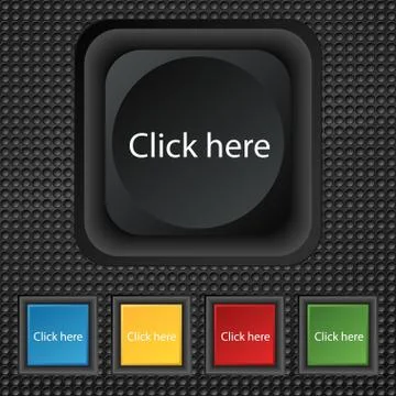 Click here sign icon. Press button. Set of colored buttons. Stock-Illustration