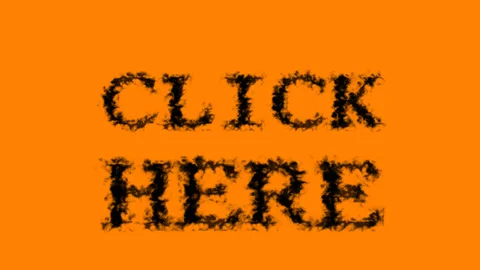Click Here smoke text effect orange isolated background Stock Footage 139626920