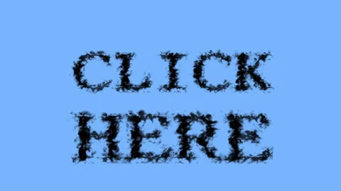 Click Here smoke text effect sky isolated background Stock Footage 139626926