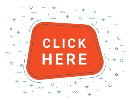 Click Here Speech Bubble Banner Sign, Design Template. Business Label Promo Stock Illustration