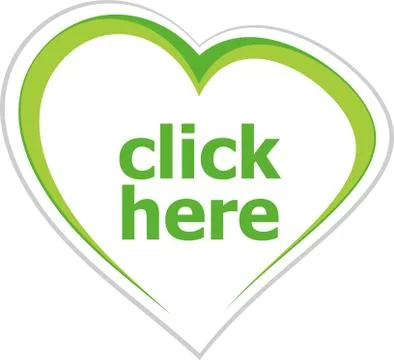 Click here text on digital screen. business concept . Love heart icon button  Stock Illustration