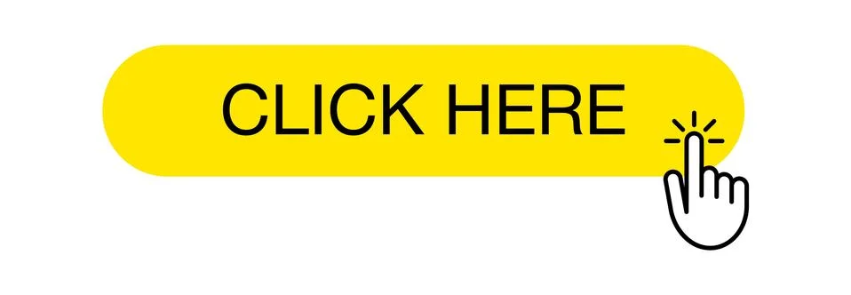 Click here vector web button. Isolated website buy or register yellow bar ico Stock Illustration