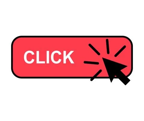 Click here web button, internet flat pointer design, press link vector illust Illustrazione stock