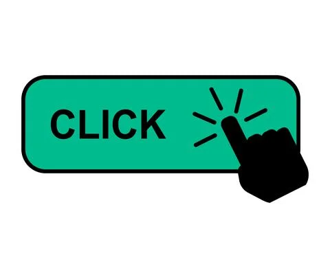 Click here web button, internet flat pointer design, press link vector illust Illustrazione stock