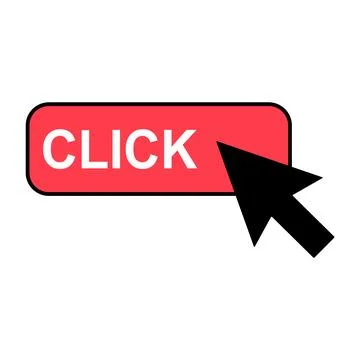 Click here web button, internet flat pointer design, press link vector illust Stock Illustration