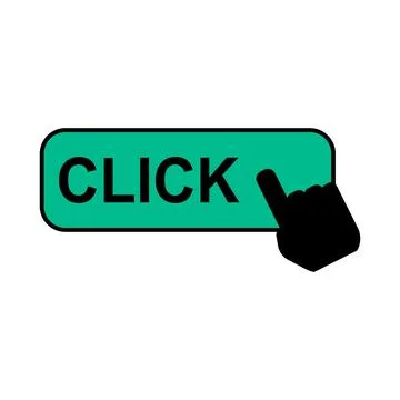 Click here web button, internet flat pointer design, press link vector illust 스톡 일러스트