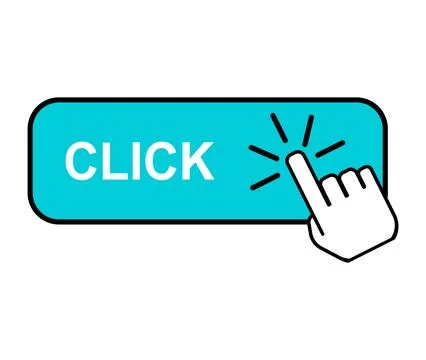 Click here web button, internet flat pointer design, press link vector illust Illustrazione stock