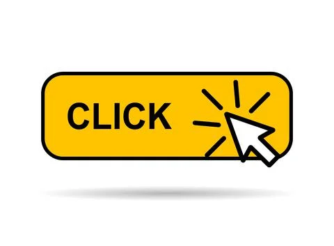 Click here web button with shadow, internet flat pointer design, press link v 스톡 일러스트