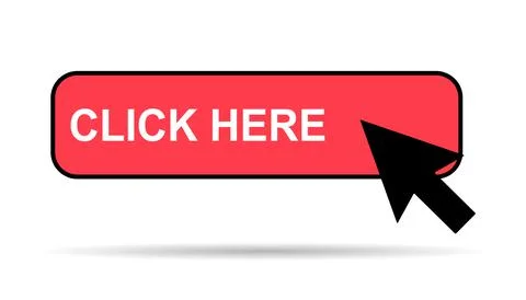 Click here web button with shadow, internet flat pointer design, press link v Illustrazione stock