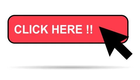 Click here web button with shadow, internet flat pointer design, press link v Illustrazione stock