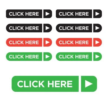 Click here web buttons. Web button click here for website Stock Illustration