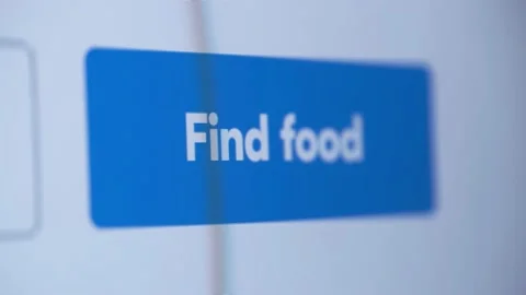 Click hyperlink find food, website delivery, search and order food in isolation Video stock 130495642