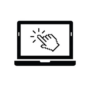 Click icon. cursor symbol icon. mouse click symbol laptop computer, notebook Illustrazione stock