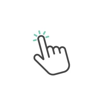 Click icon in linear style. Hand clicking icon. Vector Stock Illustration