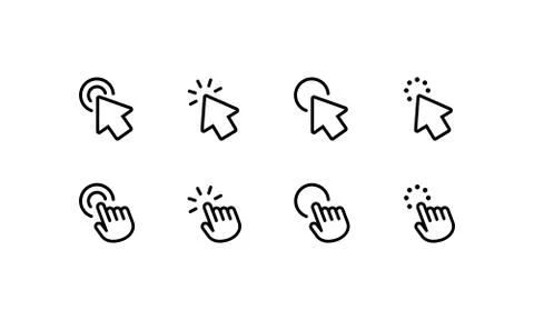 Click icon set. Computer mouse, cursors, pointing. Arrow and wait. Vector on  Stock Illustration