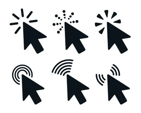 Click icon set with cursors Stock Illustration