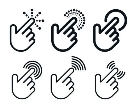 Click icon set with hand shapes Illustrazione stock