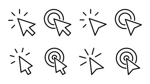 Click icon set. pointer arrow icon. cursor icon vector 스톡 일러스트