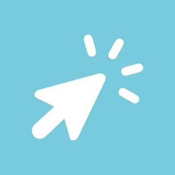 Click icon. For websites and apps. Image on blue background. Flat line vector Stock Illustration