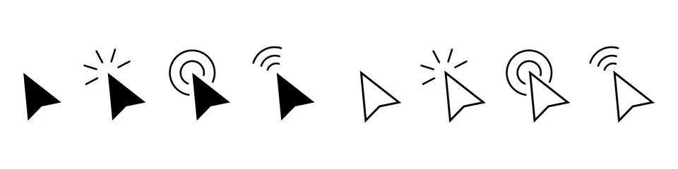 Click icons set. Arrow cursor. Mouse click cursor. Mouse pointer. Modern vector  Stock Illustration