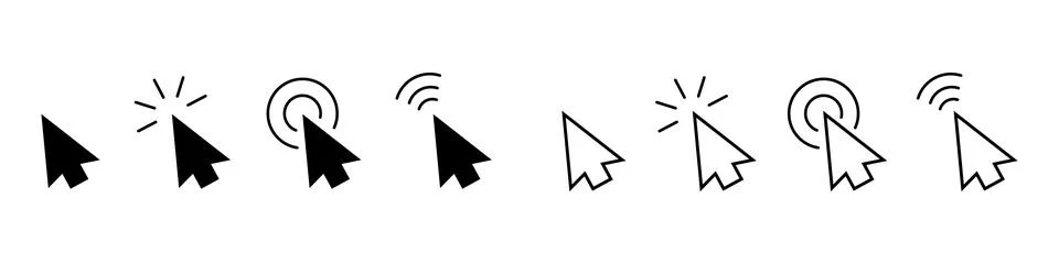 Click icons set. Arrow cursor. Mouse click cursor. Mouse pointer. Modern vector  Stock Illustration