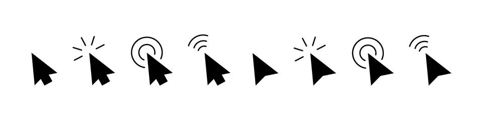 Click icons set. Arrow cursor. Mouse click cursor. Mouse pointer. Modern vector  Stock Illustration