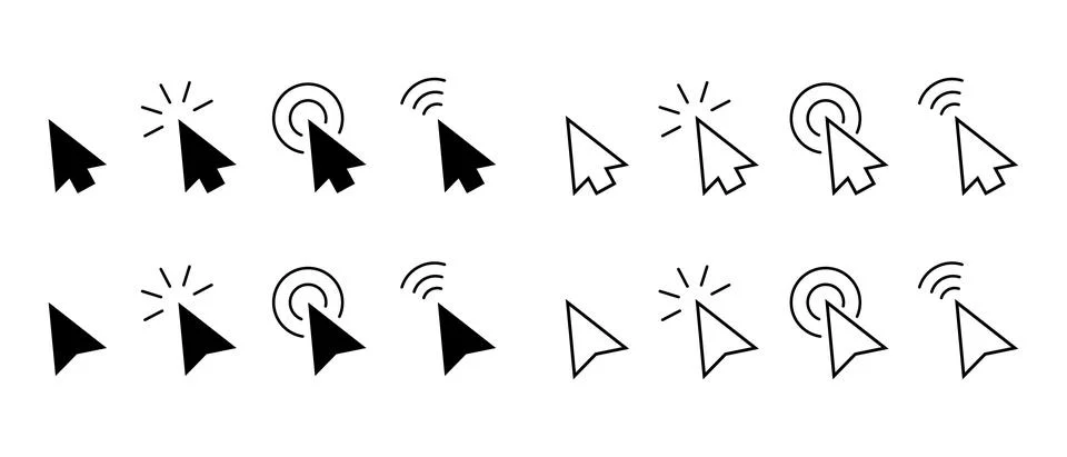 Click icons set. Arrow cursor. Mouse click cursor. Mouse pointer. Modern vector  Stock Illustration