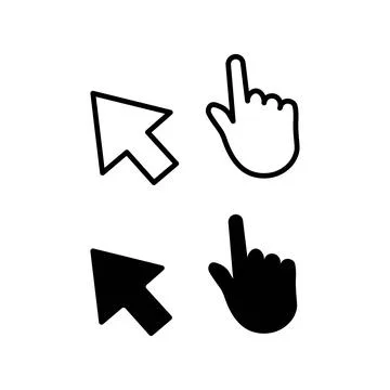 Click Icons Set on White Background. Vector Stock Illustration