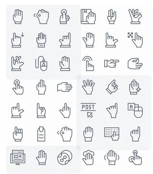 Click including 42 128x128 Regular Line Vector Illustrations Stock Illustration