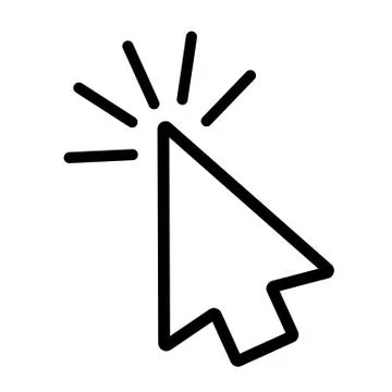 Click line icon in flat style. Click symbol isolated on white background. Simple Stock Illustration