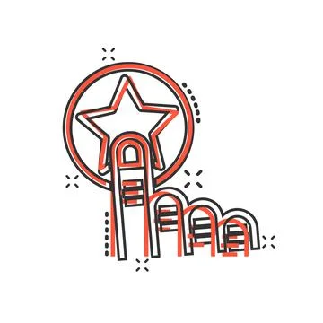 Click loyalty card icon in comic style. Hand on reward cartoon vector illustr Stock Illustration