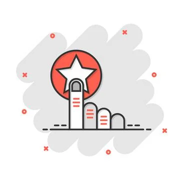 Click loyalty card icon in comic style. Hand on reward cartoon vector illustr Stock Illustration