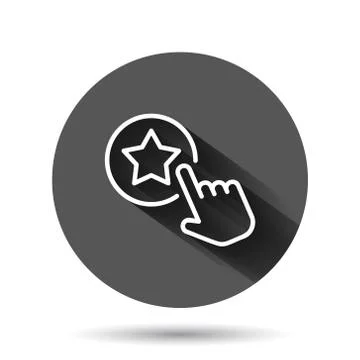 Click loyalty card icon in flat style. Hand on black round background with lo Stock Illustration