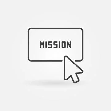 Click on mission button vector concept line icon Stock Illustration