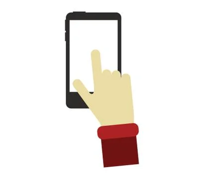Click on mobile phone on white background Stock Illustration
