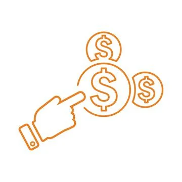 Click, monetize, paid, optimization icon. Orange vector design. Illustrazione stock