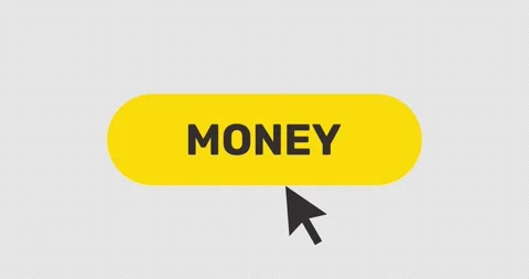 Click on Money button, push by arrow cursor, flat style cash or money button Stock Footage 337468083