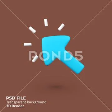 Click Mouse Cursor Pointer isolated 3d render icon illustration PSD Template