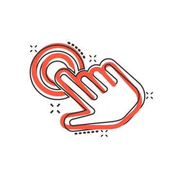 Click mouse icon in comic style. Pointer vector cartoon illustration on white イラスト素材