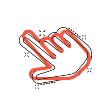 Click mouse icon in comic style. Pointer vector cartoon illustration on white Stock Illustration