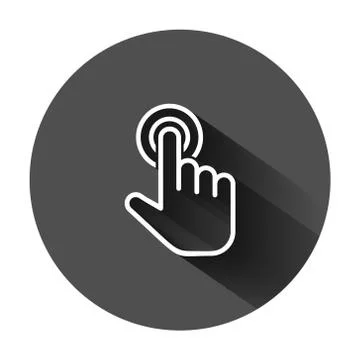 Click mouse icon in flat style. Pointer vector illustration on black round ba Illustrazione stock