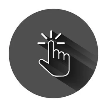 Click mouse icon in flat style. Pointer vector illustration on black round ba Illustrazione stock