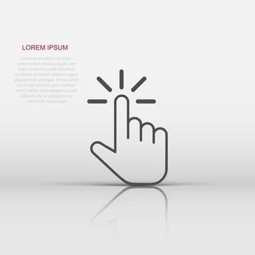 Click mouse icon in flat style. Pointer vector illustration on white isolat.. Illustrazione stock