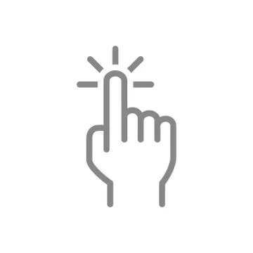 Click with one finger line icon. Cursor pointer, touch screen hand gesture Stock Illustration