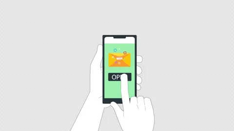 Click Open Button and Open Mail Message Sent to the Phone Alpha Channel 스톡 동영상 303769372