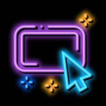 Click on optimization button neon glow icon illustration Stock Illustration