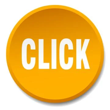 Click orange round flat isolated push button Illustrazione stock