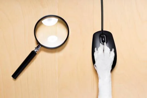 Click with paw on computer mouse Stock Photos